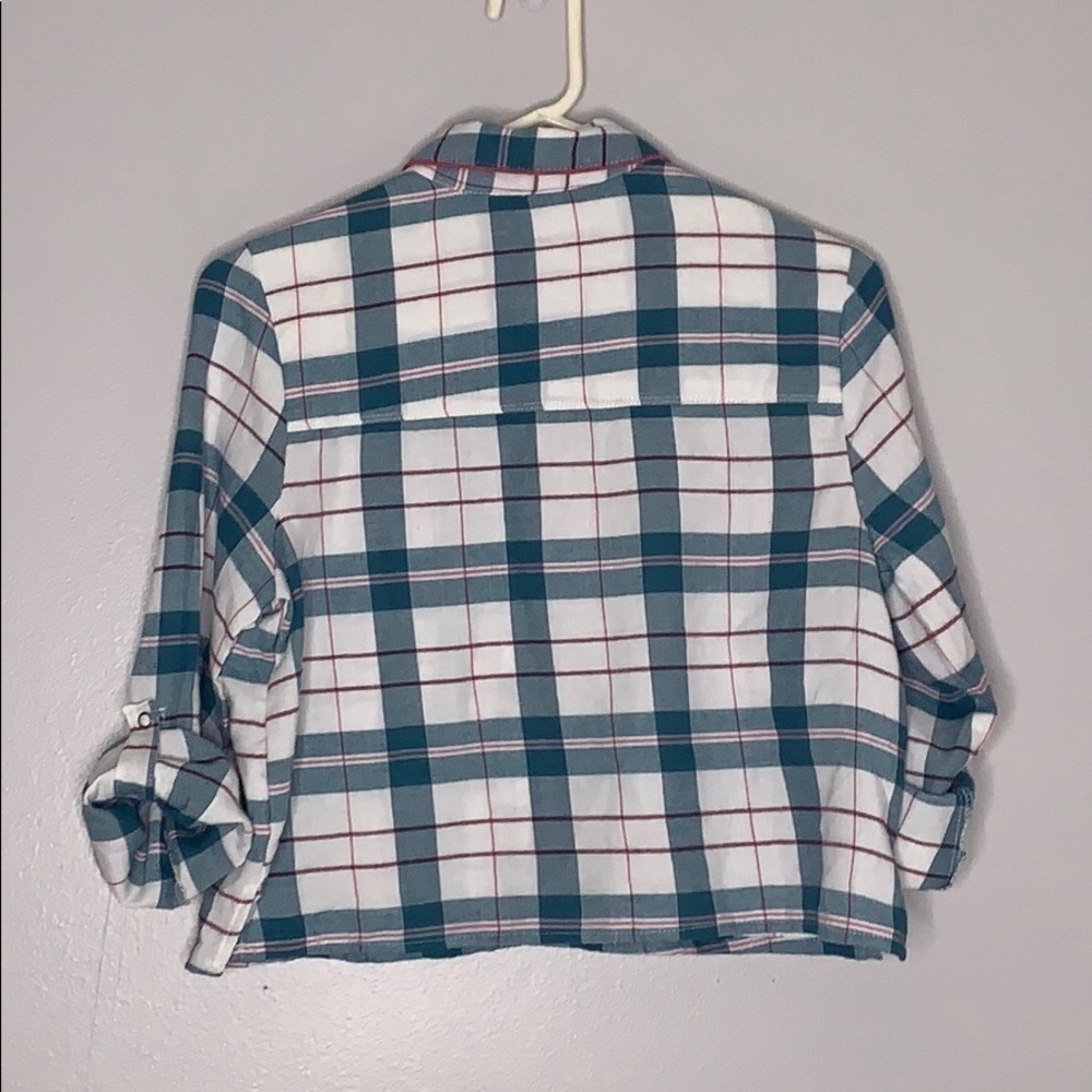 Make & Model Plaid Tab Sleeve Button leisure blue pajama Top small women’s - Picture 2 of 8